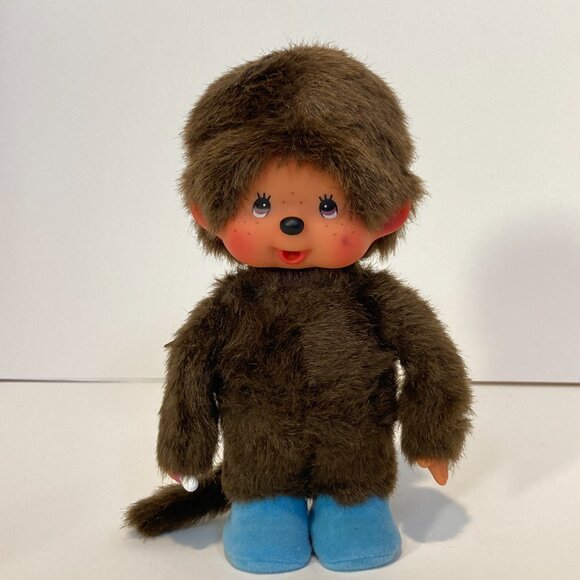 Monchhichi Doll Stuffed Plush Toy Blue Shoes 19cm Sekiguchi Japan - Picture 2 of 12